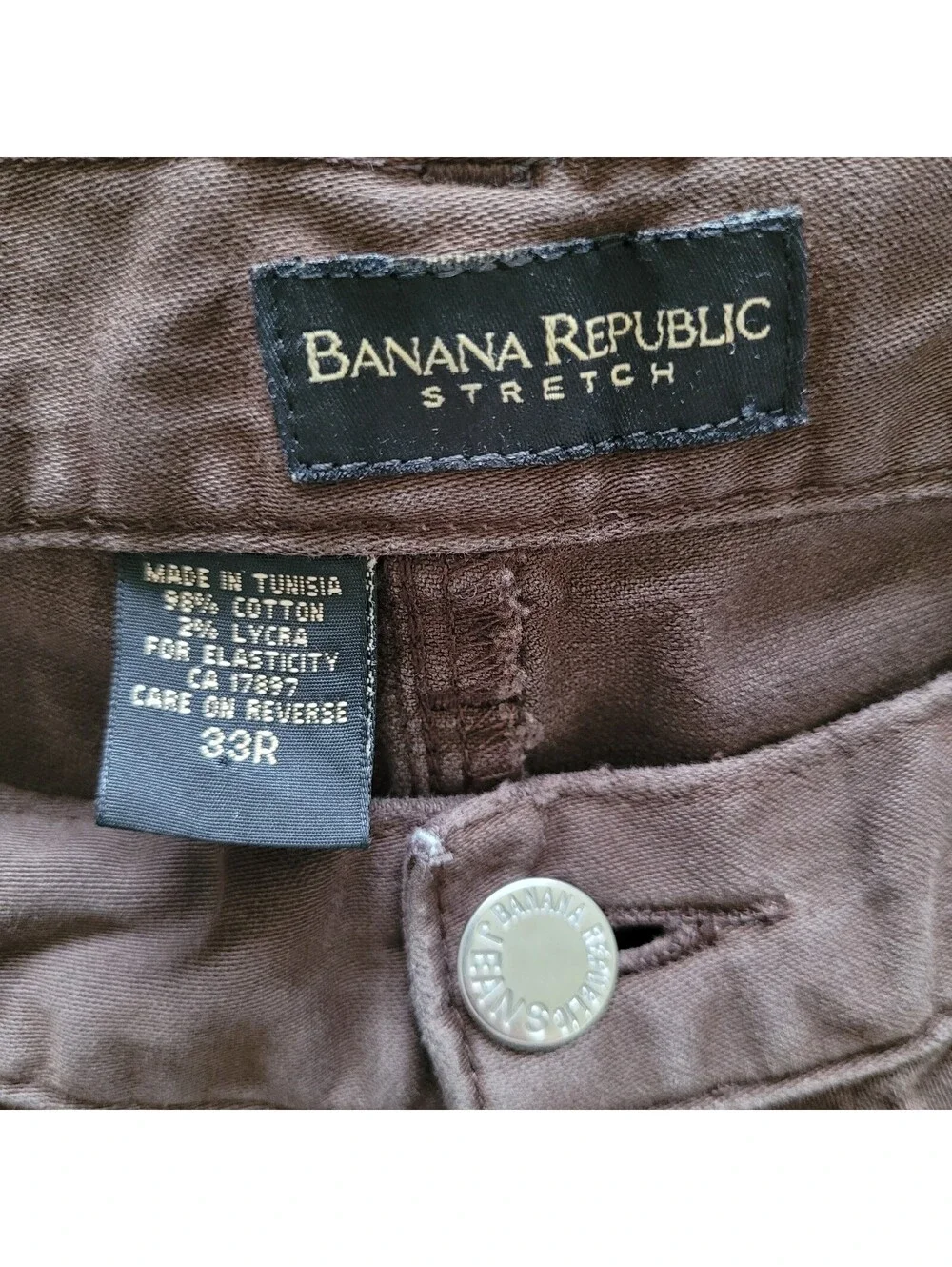 Banana Republic Stretch Brown Pants Men's 33x30 Cotton Casual 5 Pocket